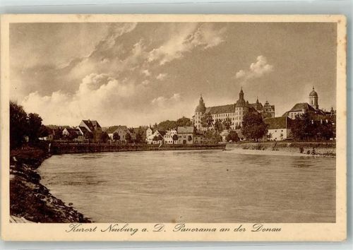 Neuburg 1936 Panorama des Ortes mit Schloss und Hofkirche Verlag Lehrburger 6600