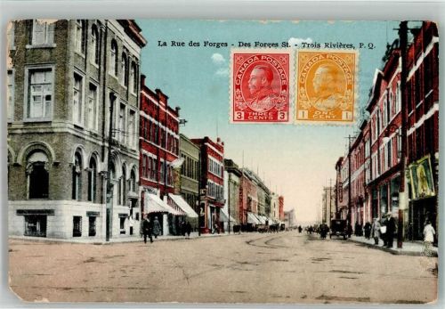 Montreal 1927 La Rue des Forges Briefmarke Bildseite Trois-Rivières