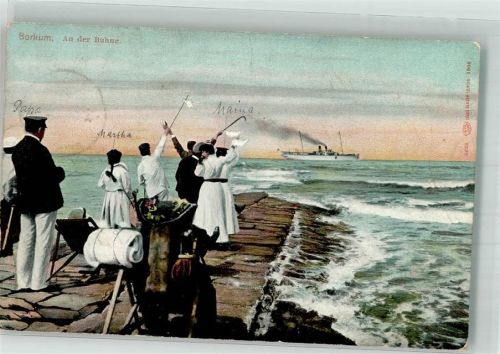 Borkum 1909 Dampfsiff Buhne