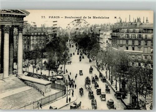 Paris 1913 Boulevard de la Madeleine Auto