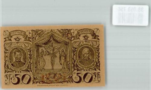 Oberammergau 1921 Gutschein über 50 Pfennig Kreuzigungsszene