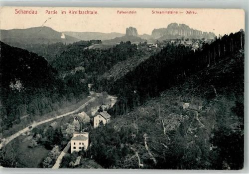 Bad Schandau 1913 Das Kirnitzschtal mit Falkenstein Schrammsteine und Ostrau
