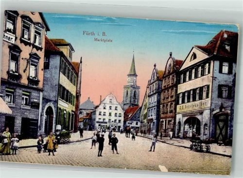 Fürth 1916 Marktplatz mit St. Michael Kirche Feldpost WK I