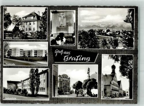 Grafing 1969 Kriegerdenkmal Rathaus Marktplatz Poststrasse Goehte Insititut