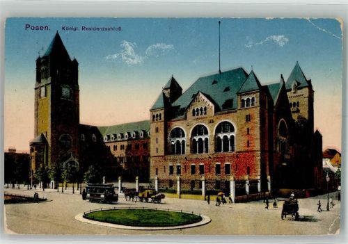 Posen 1915 Schloss Straßenbahn Feldpost WK I Pionier-Komp. XIX.