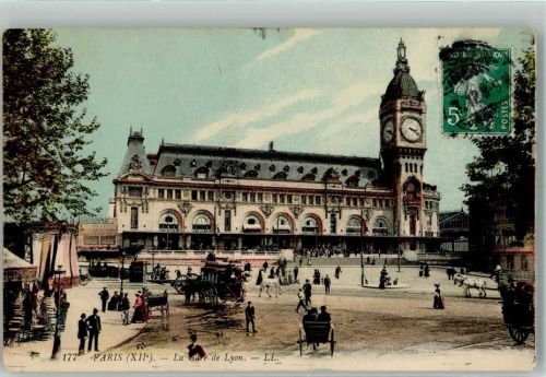 Paris 1912 Bahnhof La Gare de Lyon Briefmarke Bildseite