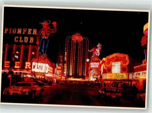 Las Vegas 1986 Plaza Hotel Downtown Auto Nacht Werbung