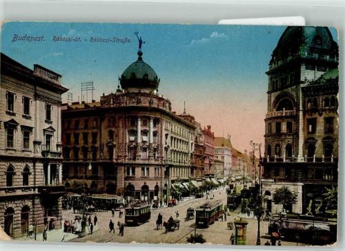 Budapest 1916 Straße Litfaßsäule Rakoczi Straße