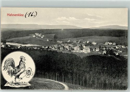 Hahnenklee 1907 Panorama des Ortes Hahn mit Glücksklee Verlag Lederbogen