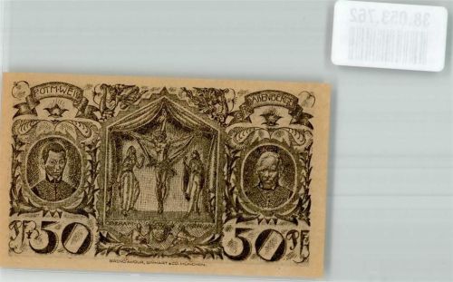Oberammergau 1921 Gutschein über 50 Pfennig Kreuzigungsszene