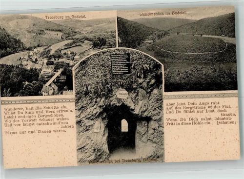 Treseburg 1913 Panorama des Ortes und Wilhelmsblick