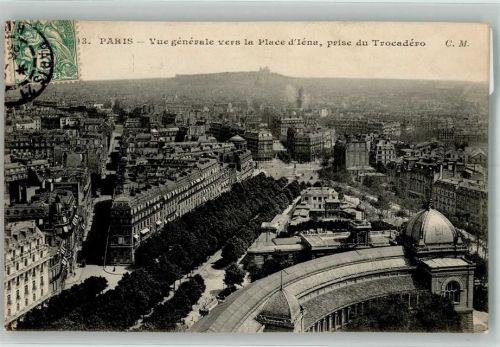 Paris 1907 Place d´Iena Briefmarke Bildseite