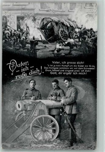 WK I Vater ich rufe dich Soldaten beten am Geschütz L. u. P. 3017/11