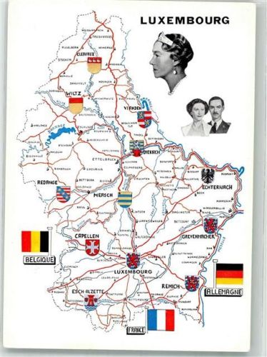 Luxembourg 1963 Landkarte Länderkarte 12 Kantone
