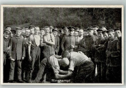 Landser in Uniform beim Ringkampf hinter der Front WK I Verlag Imberg & Lefson 350