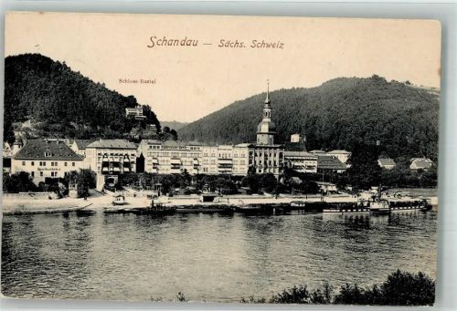 Bad Schandau 1910 Dampfschiff Hotel Schloss Bastei
