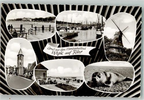 Wyk 1964 Windmühle Hafen Robbe Schwimmbad Strand