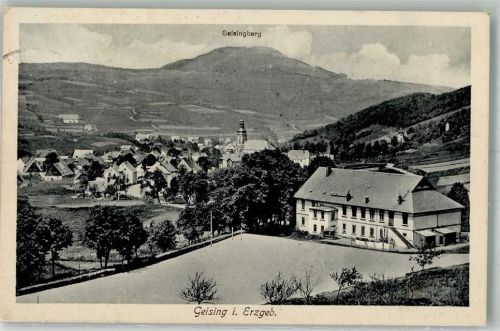 Geising 1927 Panorama des Ortes mit Ev. Stadtkirche und Geisingberg