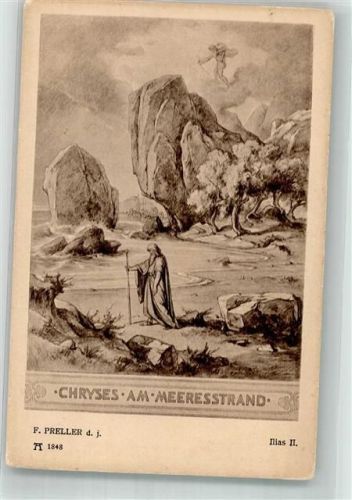 sign. Preller Chryses am Meersestrand aus der Ilias Ackermann's Kunstverlag Serie 154 No. 1848