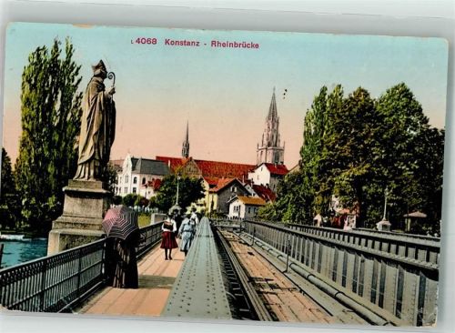 Konstanz 1912 Rheinbrücke Denkmal