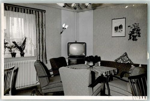 Usseln Pension Gerhard Fernsehraum Ort handschriftlich Privatfoto AK