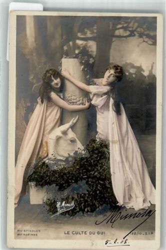 Paris 1903 Die Anbetung der Mistel Zwei junge Frauen in leichten Gewändern Ort lt. Fotograf Manuel