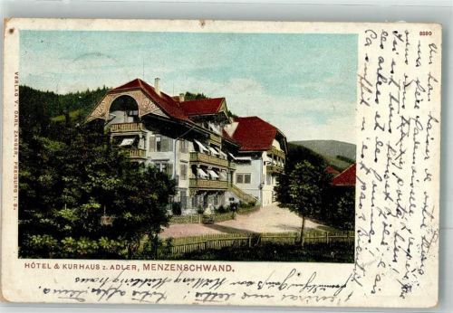 Menzenschwand 1901 Hotel Kurhaus zum Adler Lithographie Reißnagellöcher