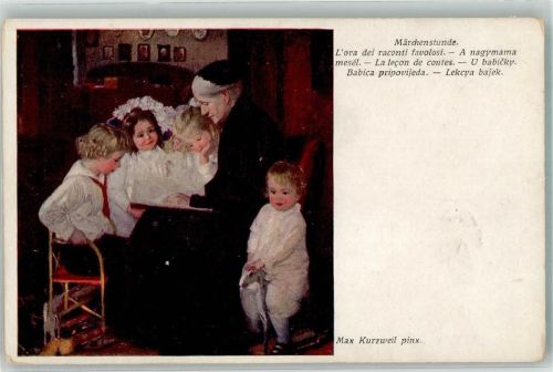 sign. Kurzweil, Max Märchenstunde Großmutter liest den Kindern vor B.K.W.I. Nr. 1202 Verein zur Fürsorge für Blinde Wien