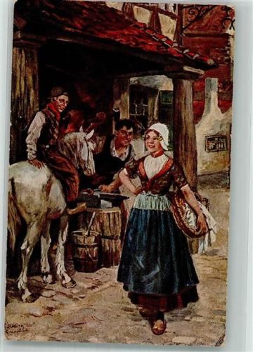1918 sign. Röhling, Carl Die Dorfschöne Verlag Liersch & Co. Nr. 572