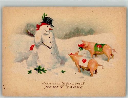 Neujahr Glückwunsch Schneemann Pittius
