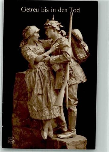 1916 Lebende Skulptur Landser in Uniform mit seiner Liebsten Nr. 861/4 Zensurstempel