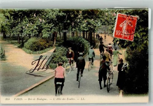 Paris 1910 Radfahrer im Bois de Boulogne