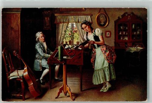 sign. Kornerup Mozart Cello Klavier Dänische Kunst Nr. 1248