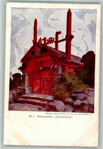 O4308 Thale Walpurgishalle auf dem Hexentanzplatz Hexe Künstlerkarte
