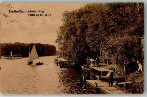 10115 O1193 Treptow 1925 - Baumschulenweg an der Spree Fahrgastschiff Segelboot