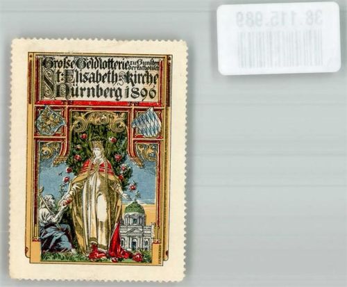 Nürnberg Große Geldlotterie zu Gunsten d. kath. St. Elisabeth Kirche Nürnberg 1896