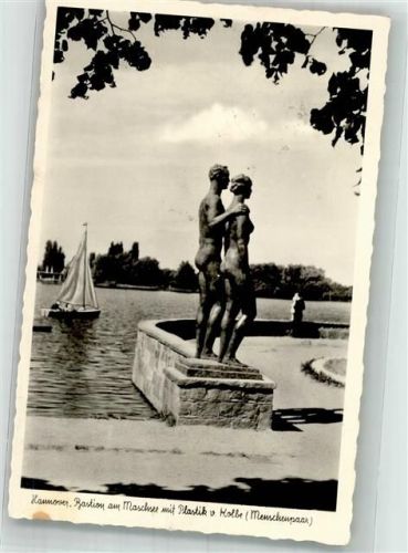Hannover Bastion am Maschsee mit Skulptur Menschenpaar Erotik Notopfermarke