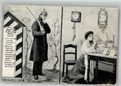 1907 Landser in Uniform auf Wache denkt an seine Liebste