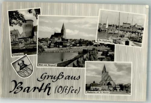 Barth Panorama des Ortes mit St.-Marien-Kirche Fangelturm Am Seglersteg Fotograf Kühn VEB Bild und Heimat
