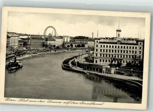 Wien 1932 Donaukanal Riesenrad Dampfschiff