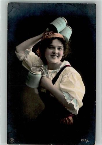 1909 Junge Frau mit Bierkrügen NPG Nr. 1128/3