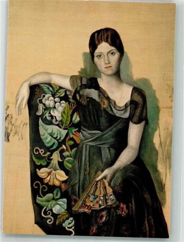 sign. Picasso Portrait von Olga mit Fächer in einem Sessel