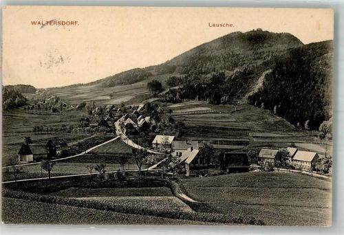 Waltersdorf 1914 Panorama des Ortes mit der Lausche