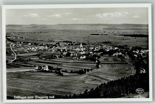 Hüfingen 1939 Fliegeraufnahme des Ortes mit Pfarrkirche St. Verena und Gallus