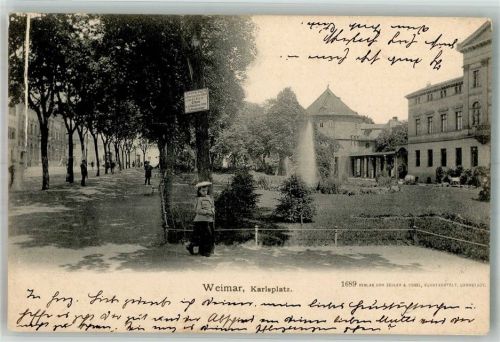 Weimar 1905 Karlsplatz Schild Kind
