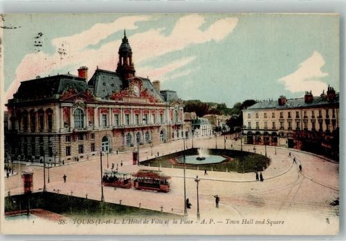Tours 1919 Rathaus Straßenbahn