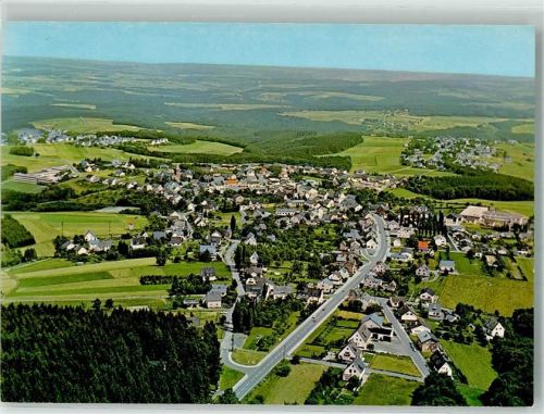 56593 W5453 Horhausen Westerwald Foto AK Fliegeraufnahme des Ortes