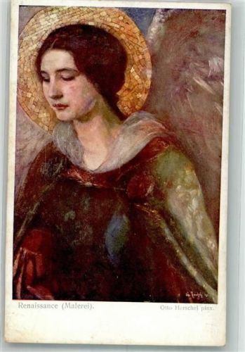 sign. Herschel Otto Renaissance Frau m. Heiligenschein B.K.W.I. Nr. 1247