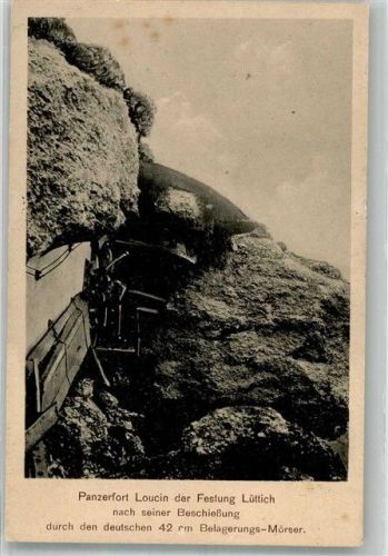 Fort Loucin Das zerstörte Panzerfort WK I Wohlfahrtskarte Rotes Kreuz