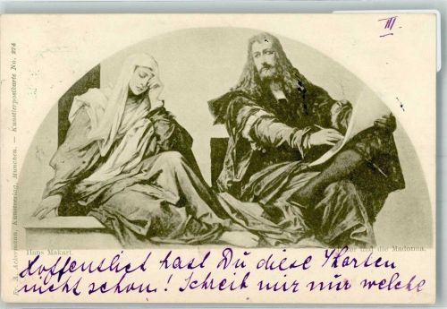 1898 sign. Makart, Hans Dürer und die Madonna Ackermann's Kunstverlag No. 274 Adelskorrespondenz